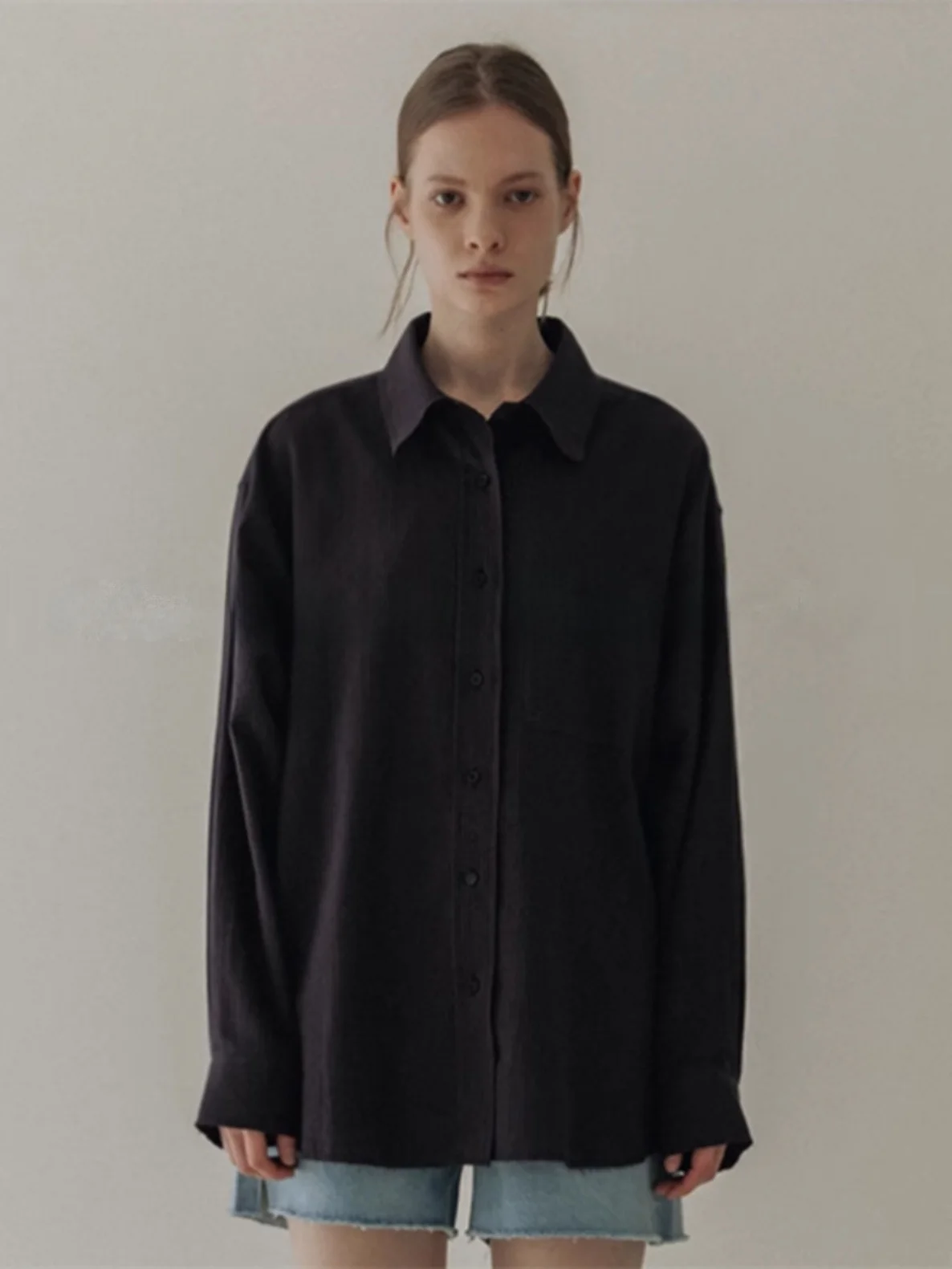 

MonicMoia Casual Cotton Blend Loose irt Long Sve Turn-down Collar Single Button Loose Fit Women's Premium Faion Spring...