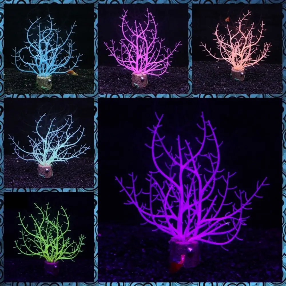 Soft Artificial Glowing Coral Silicone Simulation Aquarium Coral Plants Colorful Luminous Underwater Coral Ornament Aquarium