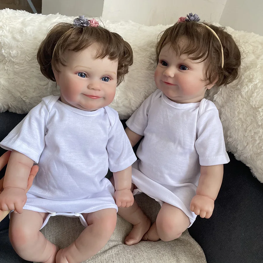 50CM Reborn Baby Doll Maddie Full Body Silicone Newborn Girl 3D Skin Reborn Doll Super Lifelike with Hand-Rooted Hair As Picture