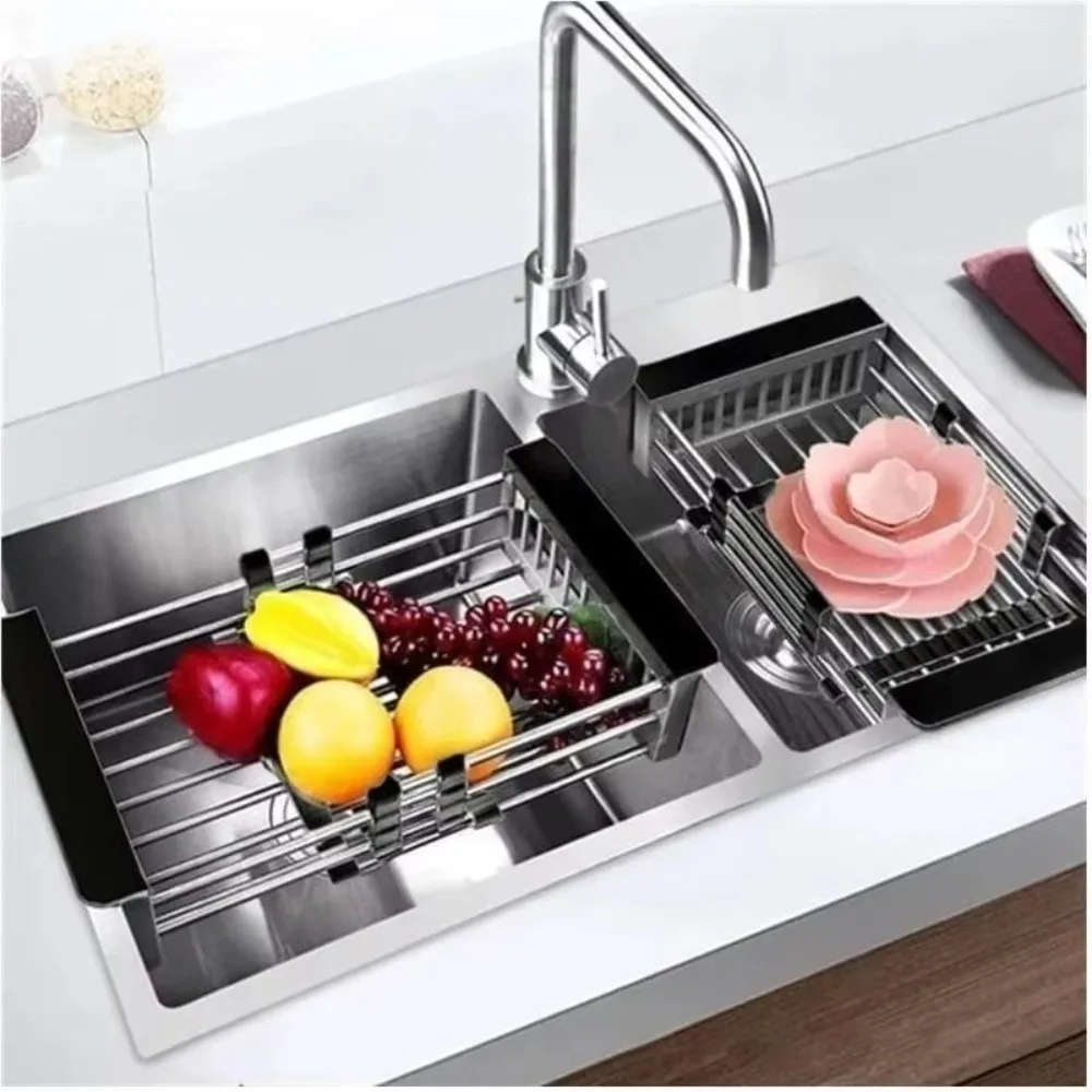 

New Extend Kitchen Sink Drain Basket Portable Multi-functional Extender Basket for Vegetables Stainless Steel Sink Rack