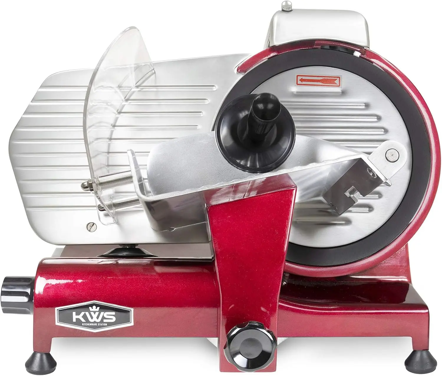 320W Electric Meat Slicer 10-Inch in Red with Non-sticky Teflon Blade, Frozen Meat/Deli Meat/Cheese/Food Sli