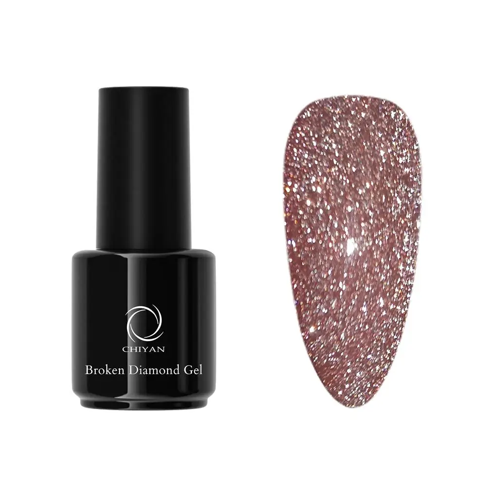 

Wholesale Free Sample Gel Top Coat no Wipe High Shine Reflective Glitter Broken Diamond Gel Nail Polish With Creat You Own Brand