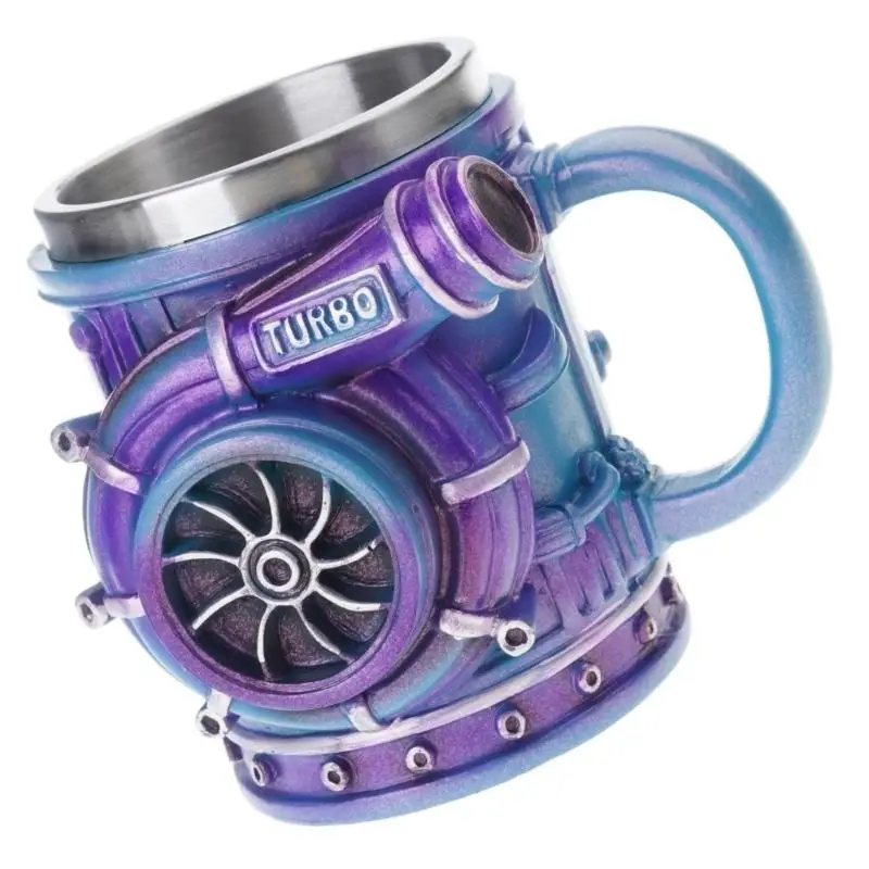 E8BD Realistic Turbocharger Mug 3D Mechanical Engine Cup for Coffee Teas Hot Cold Beverange or Unique Desk Decoration