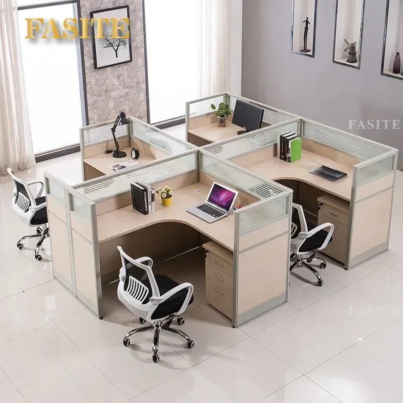 For Office Desk and Chair Combination with Partition Screen Single Staff Computer Workstation Ergonomic Design Space Saving