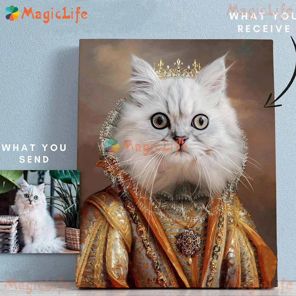 

Custom Cat Pet Animals Dog Princess Portrait Poster Wall Art Canvas Painting Wall Pictures For Living Room Decor Gift Unframed