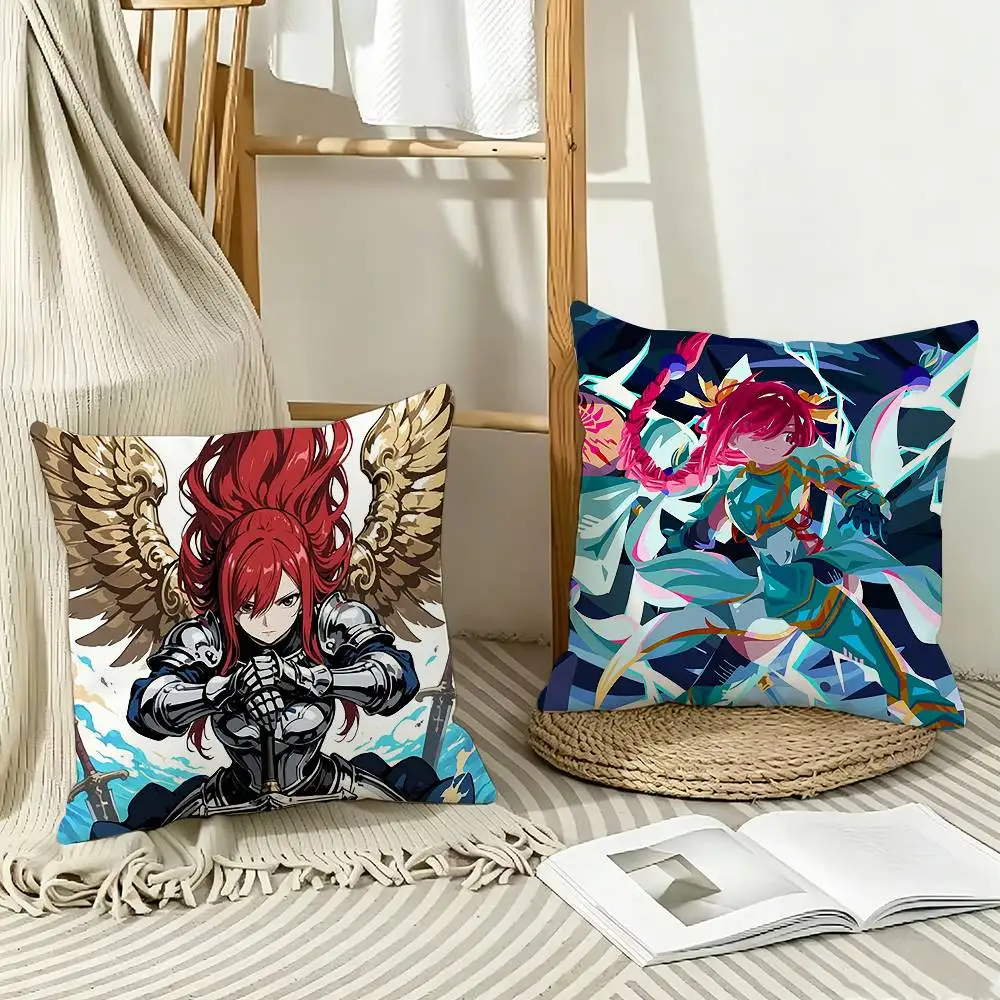 F-Fairy Tail Erza Scarlet Pillow Case Pattern Printed Pillowcase For Living Room Sofa Cushion Cover