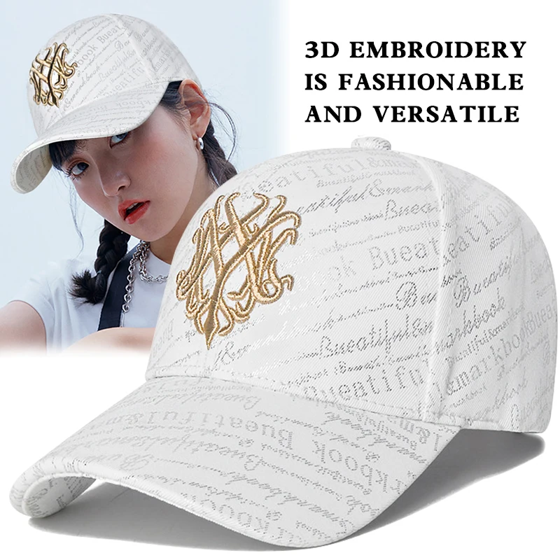 Full Printed English Letter Baseball Cap Female Face-Looking Small Fashion Fashion Brand Street Peaked Cap Female Fashion Hat