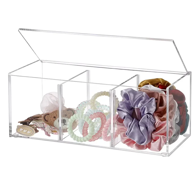 Custom Rectangle Transparent Acrylic Sub-Box Lucite Multifunctional Desktop Storage Storage with Cover