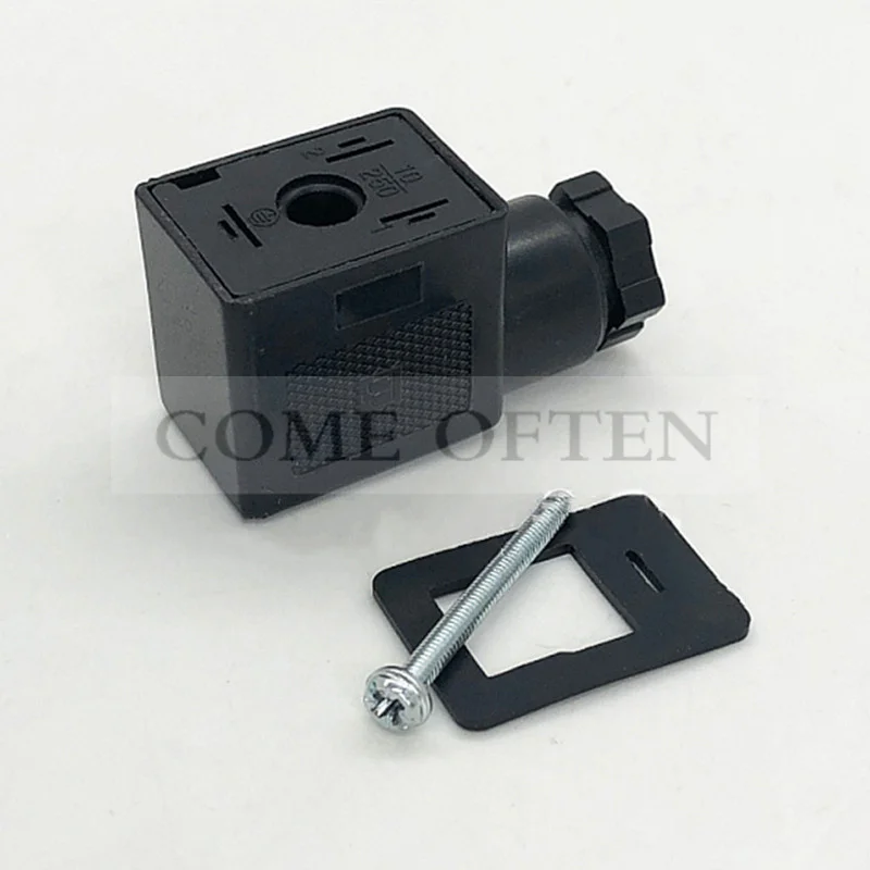 DIN43650B Solenoid Plug Black Base Pneumatic Terminal 4v210 Coil 0110 Junction Box Pin Distance 11mm