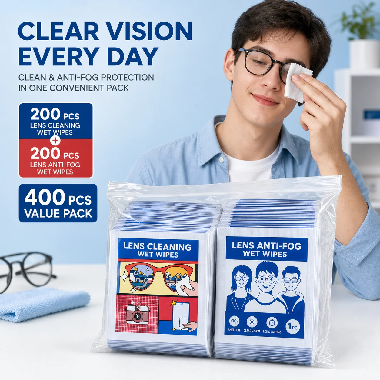 100-1000 Pieces Set Quick Cleaning Lens Cloth Portable Oil Pollution Removal Easy To Use Glass Microfiber Wet Wipes