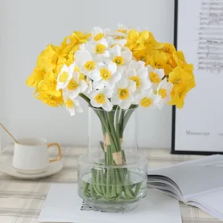 6pcs/set Artificial Flower Narcissus Bouquet Silk Cloth Wedding Fake Flowers Home Decoration Wedding Decoration