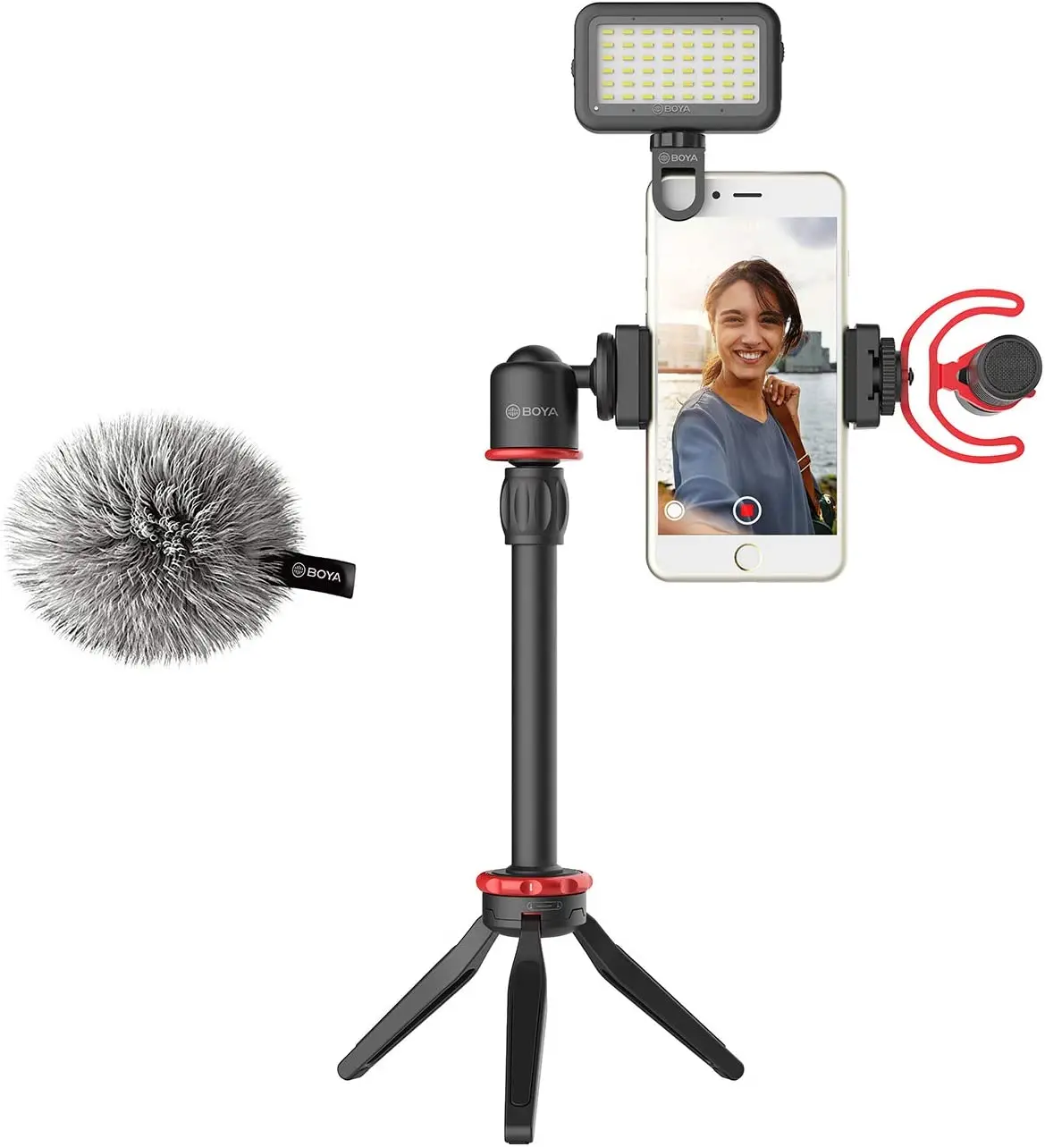 BOYA VG350 Smartphone Video Rig with Mini Tripod LED Light and Video Microphone  Mic Vlog Clip Hot shoe Cold Shoe Mount