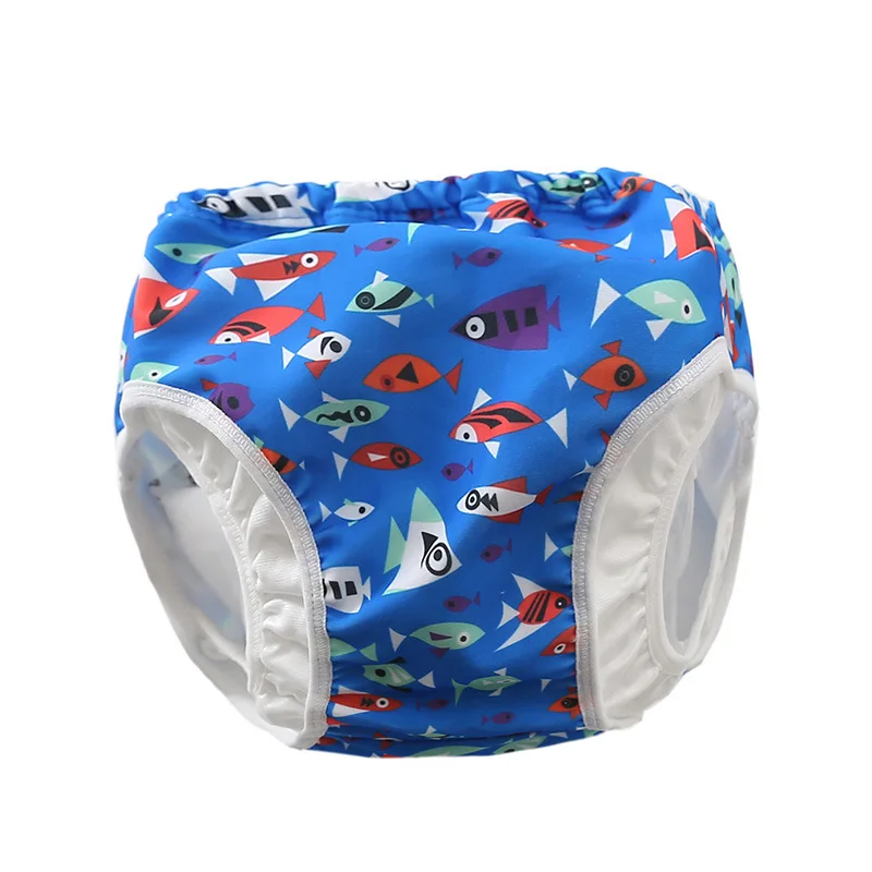 Pañales de natación a prueba de fugas para niños, bañadores de cintura alta para recién nacidos, pañales de natación con estampado de dibujos