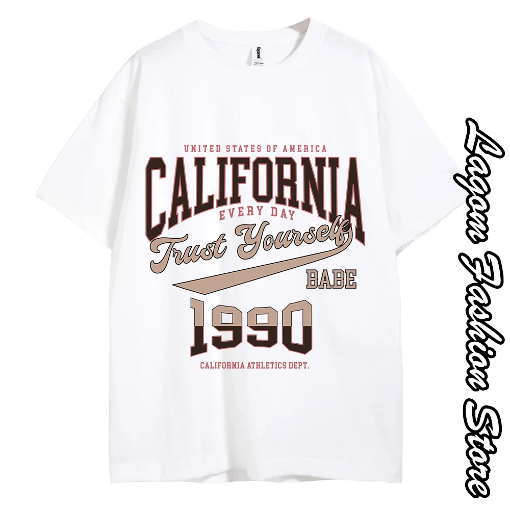 Summer Women California 1990 T-Shirt Fashion Cotton Tops Tees American Vintage Short Sleeve Clothing Female Casual Streetwear