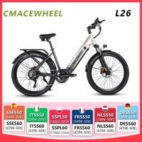 CMACEWHEEL L26 Electric Bike 26 Inch Step Thru E-Bike for Adults Man Women E Mountainbike, Range 60-90Km, 7 Speed