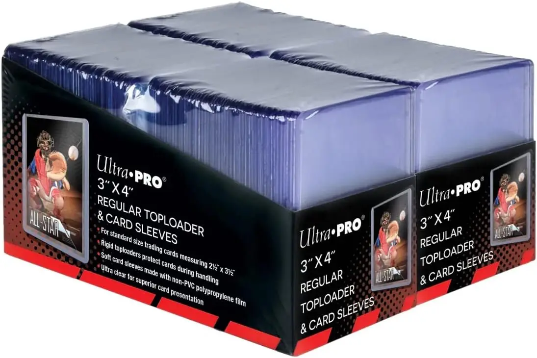

Clear Regular Toploaders for Cards 3x4 with Sleeves Bundle 200ct Standard Size Trading Baseball Card Protectors
