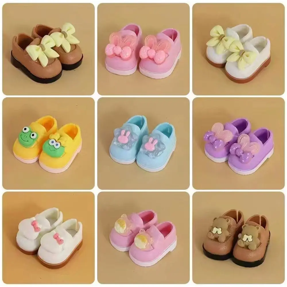 1Pair Random Pattern 4cm Mini Shoes for 30cm Fat Doll PVC Imitation Leather Pattern Dress up Shoes 6cm BJD Doll Shoes