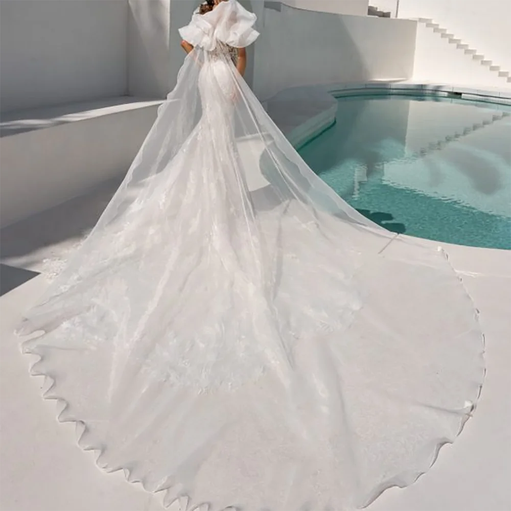 Vestidos de novia elegantes con apliques de cuentas y escote en forma de corazón, vestidos de novia de sirena florales personalizados