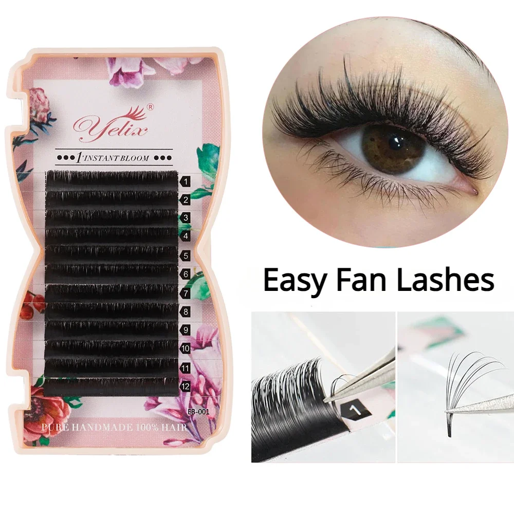 Yelix Easy Fanning Individual Eyelash Extensions Mega Volume Lashes Easy Fan Eyelash Natural Professional Eyelashes For Building