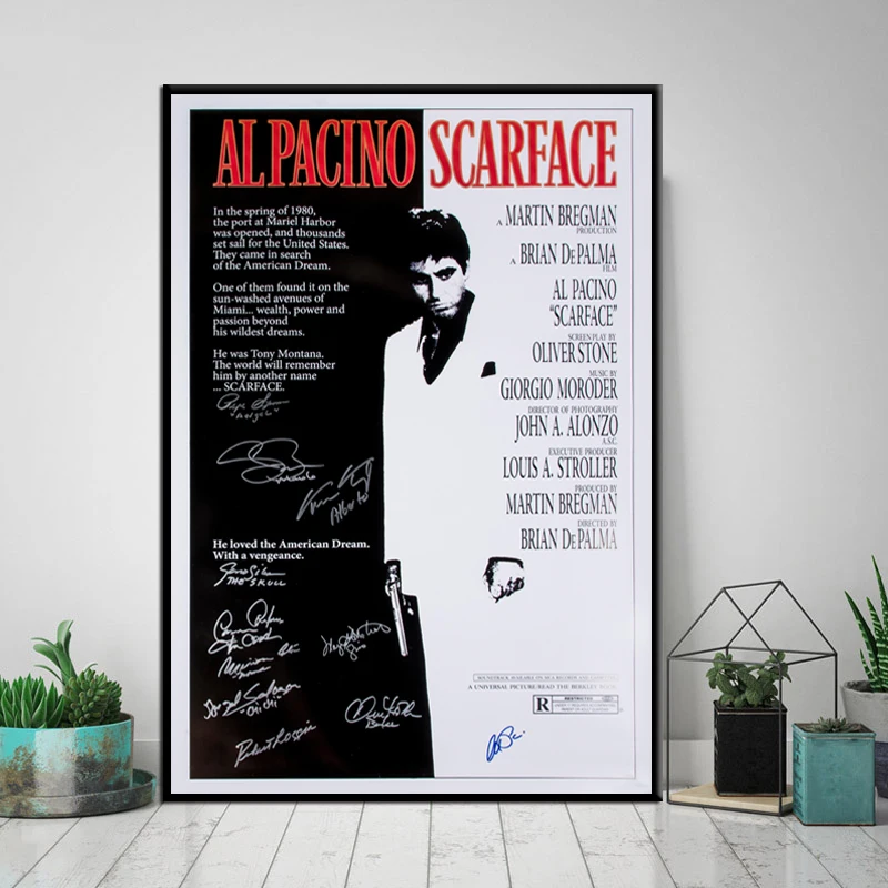 Signature Movie Scarface Painting Poster Print Decorative Wall Pictures