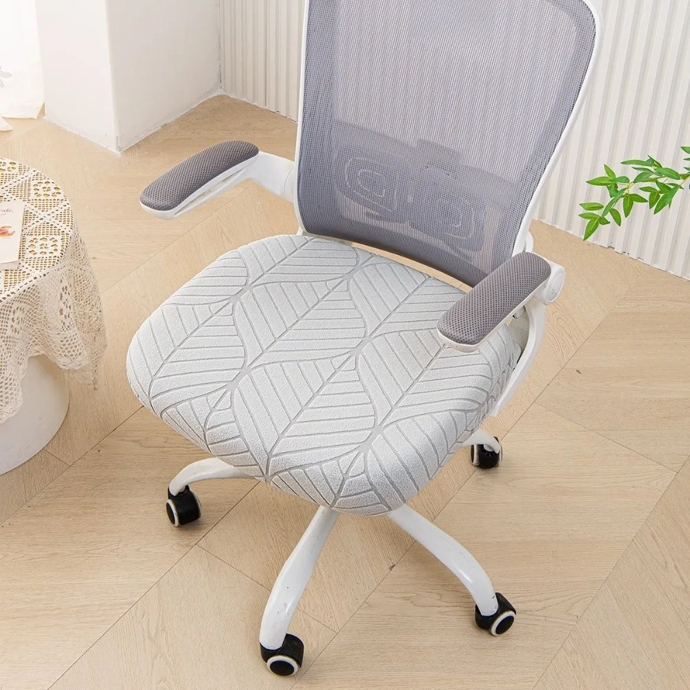 Stretch Jacquard Fabric Office Chair Seat Cover Elastic Material Non Slip Design Chair Seat Protector Universal Fit 45-50cm Seat