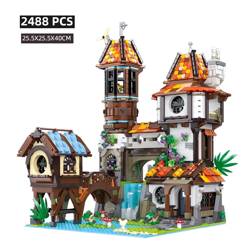Medieval Riverside Scholar Research Institute Building Blocks Set 2488pcs NO.89149 Streetscape Model Educational Toy for Kids