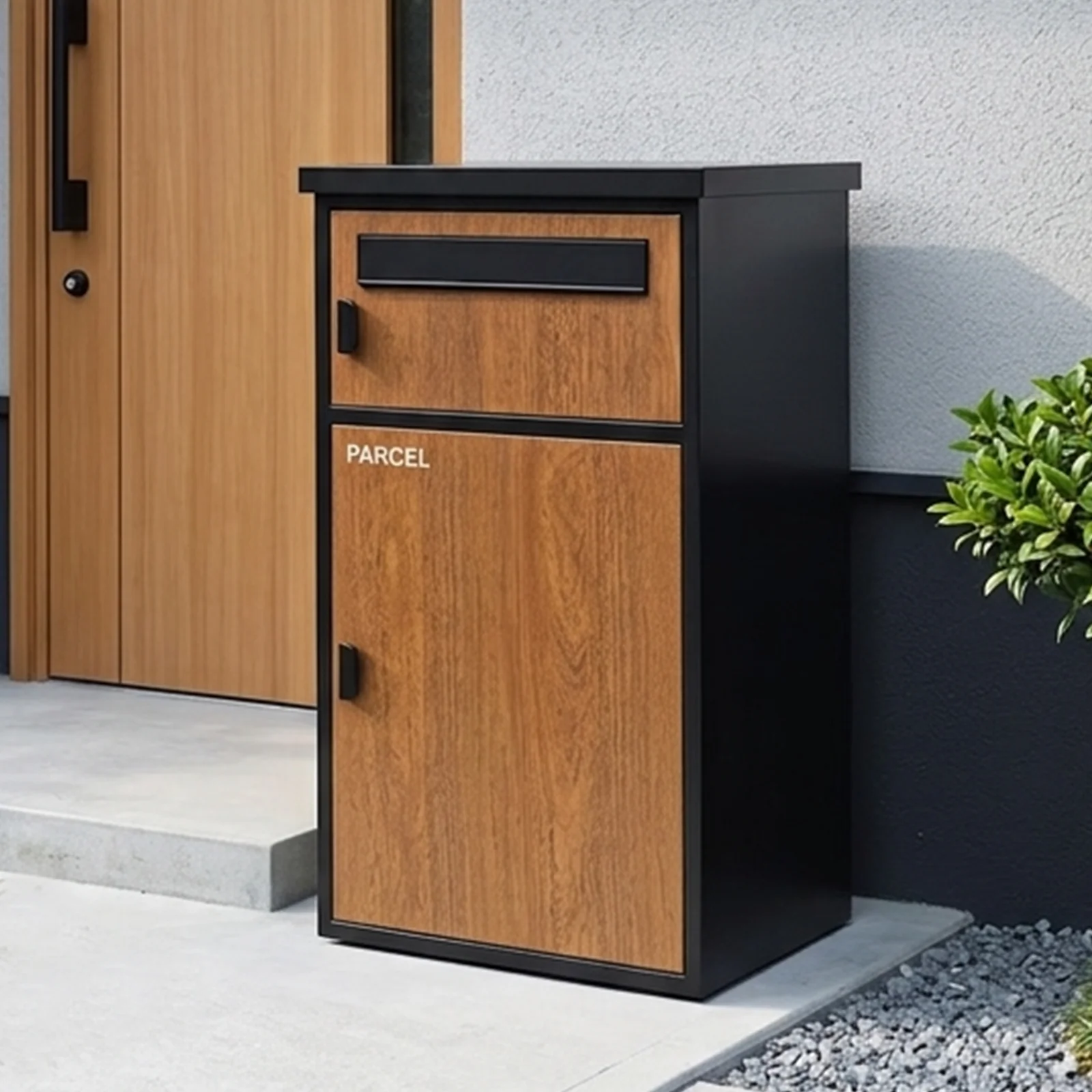 Freestanding Galvanized Steel Parcel Mailbox with Dual Compartments Lockable Outdoor Letter & Package Box Parcel Drop Box