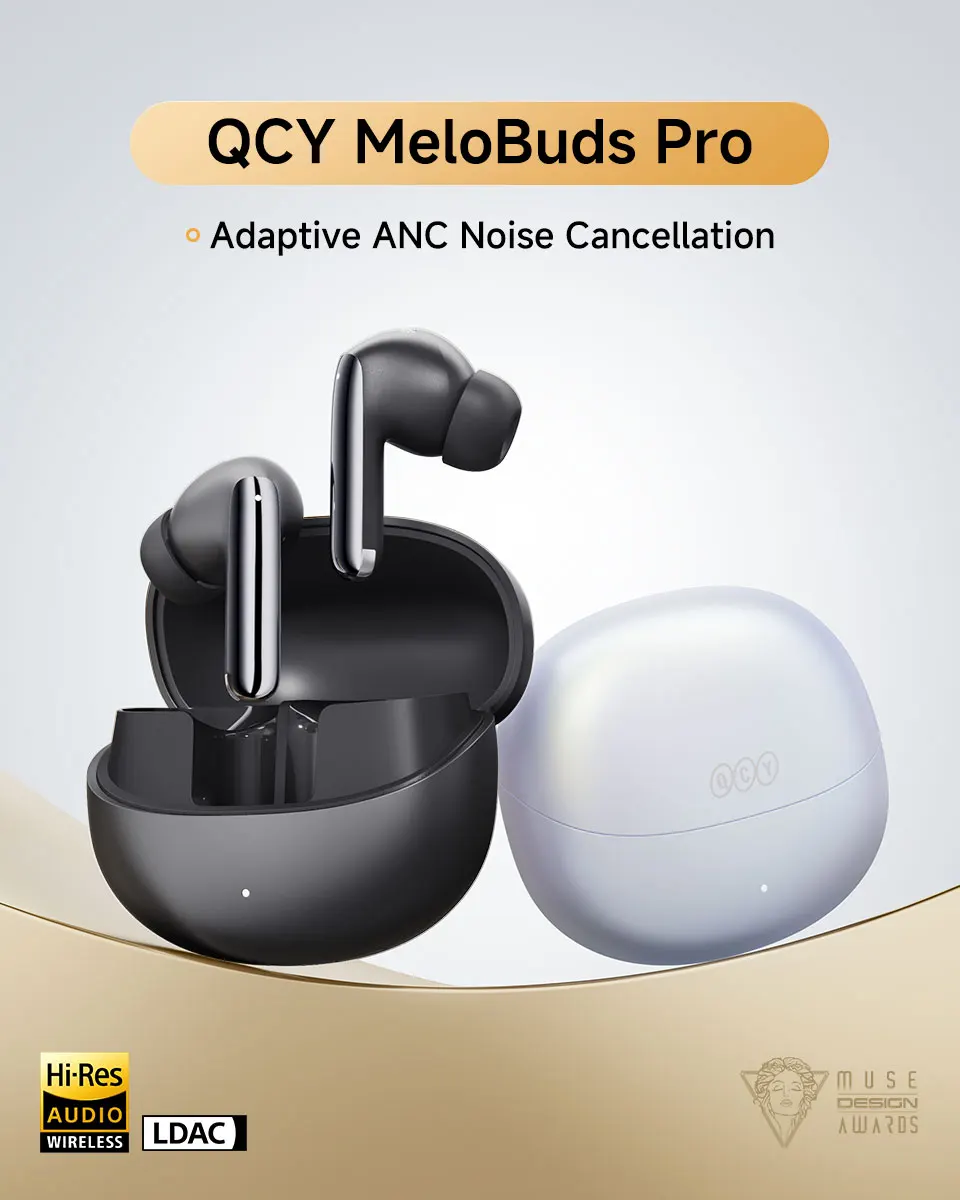 QCY MeloBuds Pro ANC Kabellose Kopfhörer 46 dB aktive Geräuschunterdrückung Ohrhörer Bluetooth 5.3 Hi-Res Audio mit LDAC-Kopfhörern – Detail 2