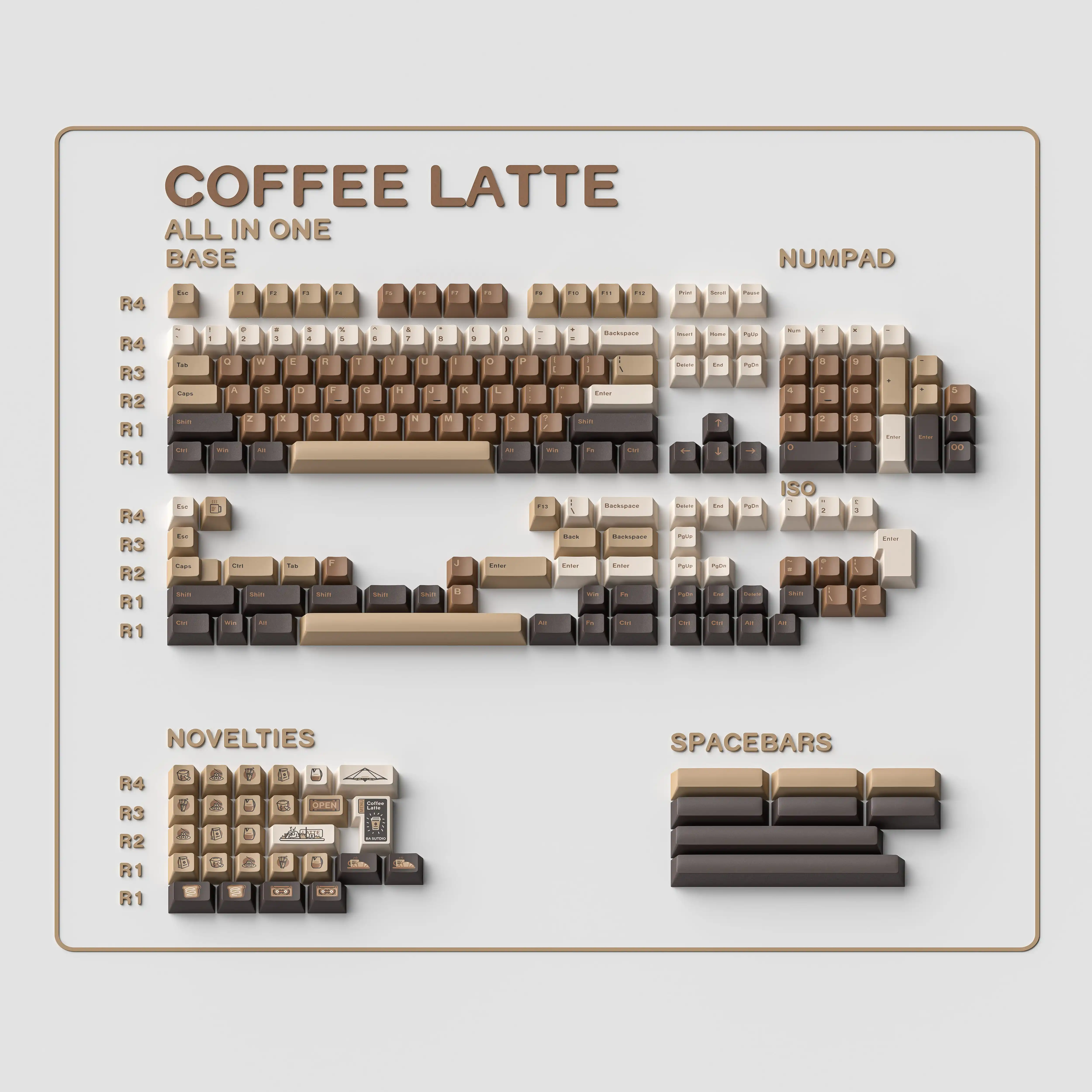 

ALOHAKB Coffee Latte Keycap Set, Cherry Profile PBT Dye-Sublimation Coffee Theme Designed For Mechanical Customized Keyboard