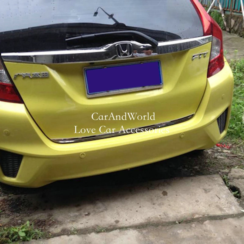 

Stainless Steel Rear Trunks Door Tail Gate Edge Strips Protector Cover Trims Car Accessories For Honda Fit JAZZ 2014-2019