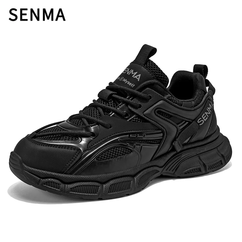 

SENMA Men Breathable Mesh Casual Shoes Four Season New Thick Sole Non-slip Sports Shoes Light Comfort Running Shoes Male Sneaker