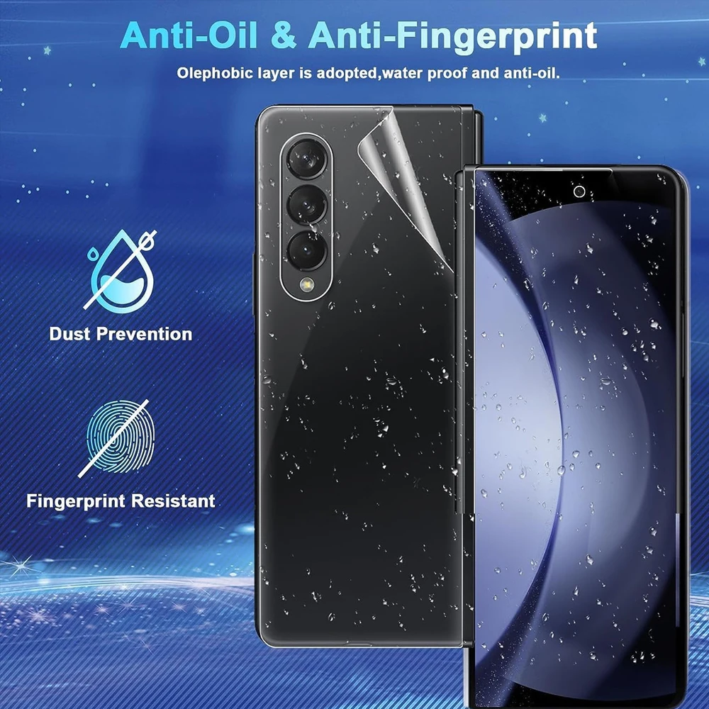 Película de hidrogel 4 en 1 para Samsung Galaxy Z Fold 6 ZFold6 5 4 3 Fold6, Protector de pantalla frontal y trasera, película protectora de lente interior