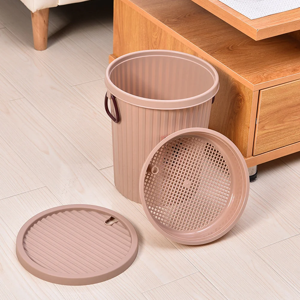 Waste Basket for Office Tea Dregs Drainage Bucket Garbage Can with Lid Household Plastic Trash Bin