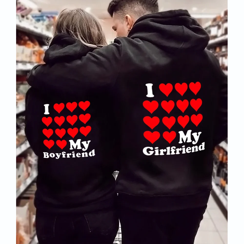 I Love Girlfriend/Boyfriend Print Hoody Women Hooded Pullover Men Sweatshirt Oversize Autumn Winter Long Sleeves Y2k Emo Clothes