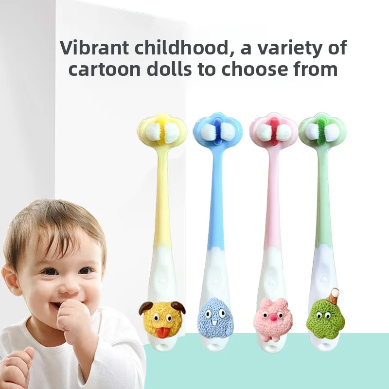 

Детская трехсторонняя зубная щетка, мягкие волосы для детей 3-12 лет, зубная щетка с тремя головками, десять тысяч волос