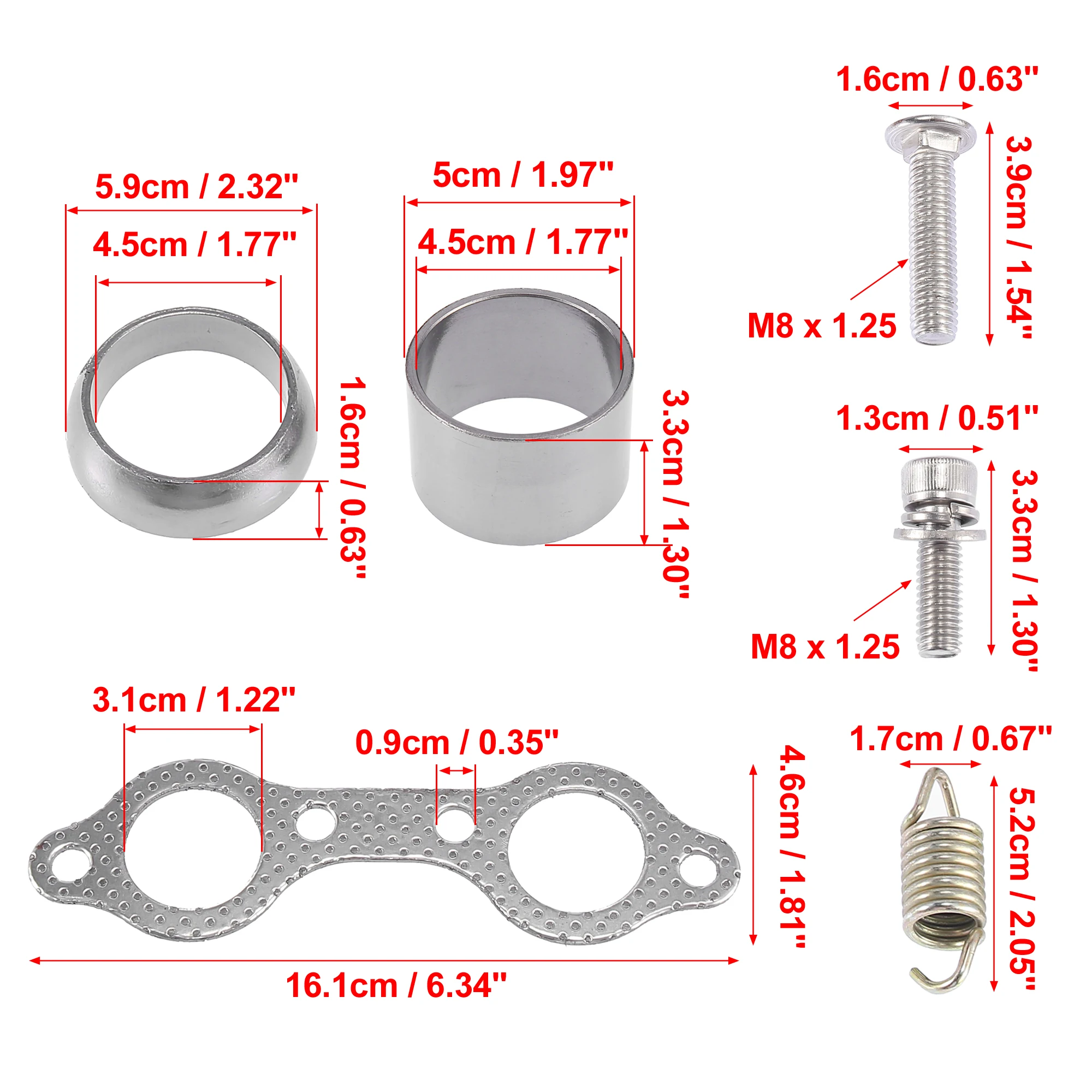 Motoforti ATV Exhaust Manifold Gasket and Spring Bolts Rebuild Kit Replacement for Polaris RZR 800 for Ranger 800