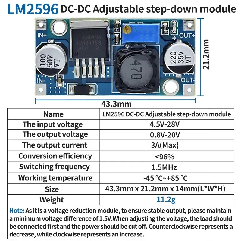 1/5/10 PCS LM2596 DC to DC Buck Converter 3.0-40V to 1.5-35V Power Supply Step Down Module