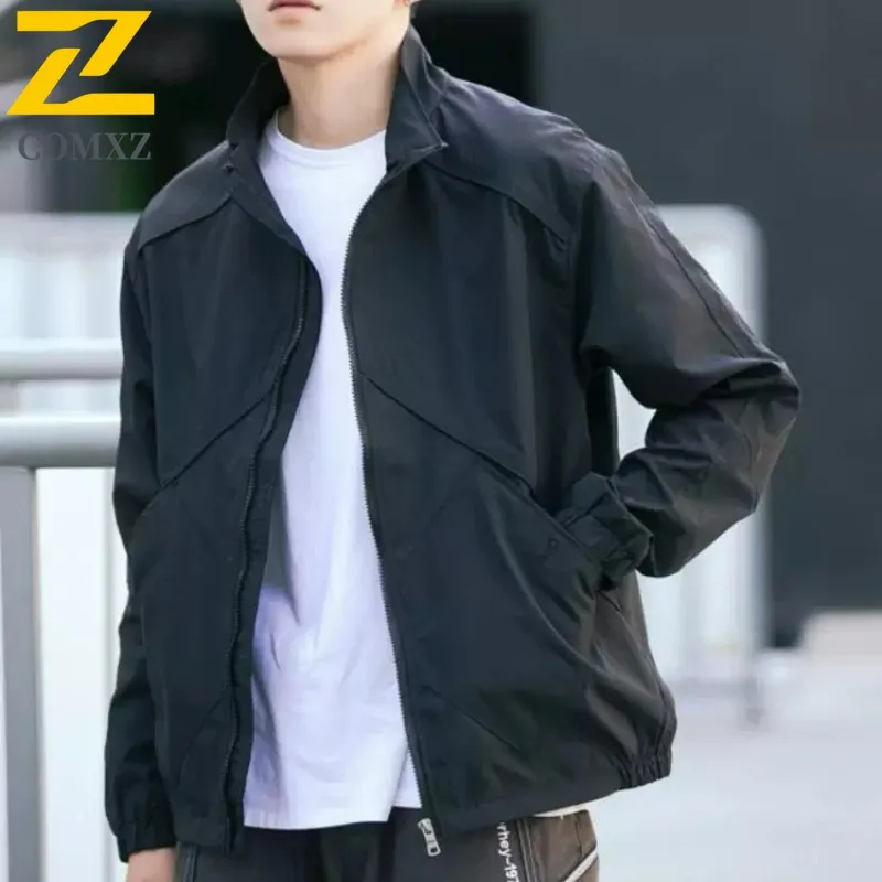 

COMXZ Мужская университетская куртка Красивая софтшелл тонкий воротник-стойка осенняя ветровка для пешего туризма и рыбалки повседневное дышащее пальто