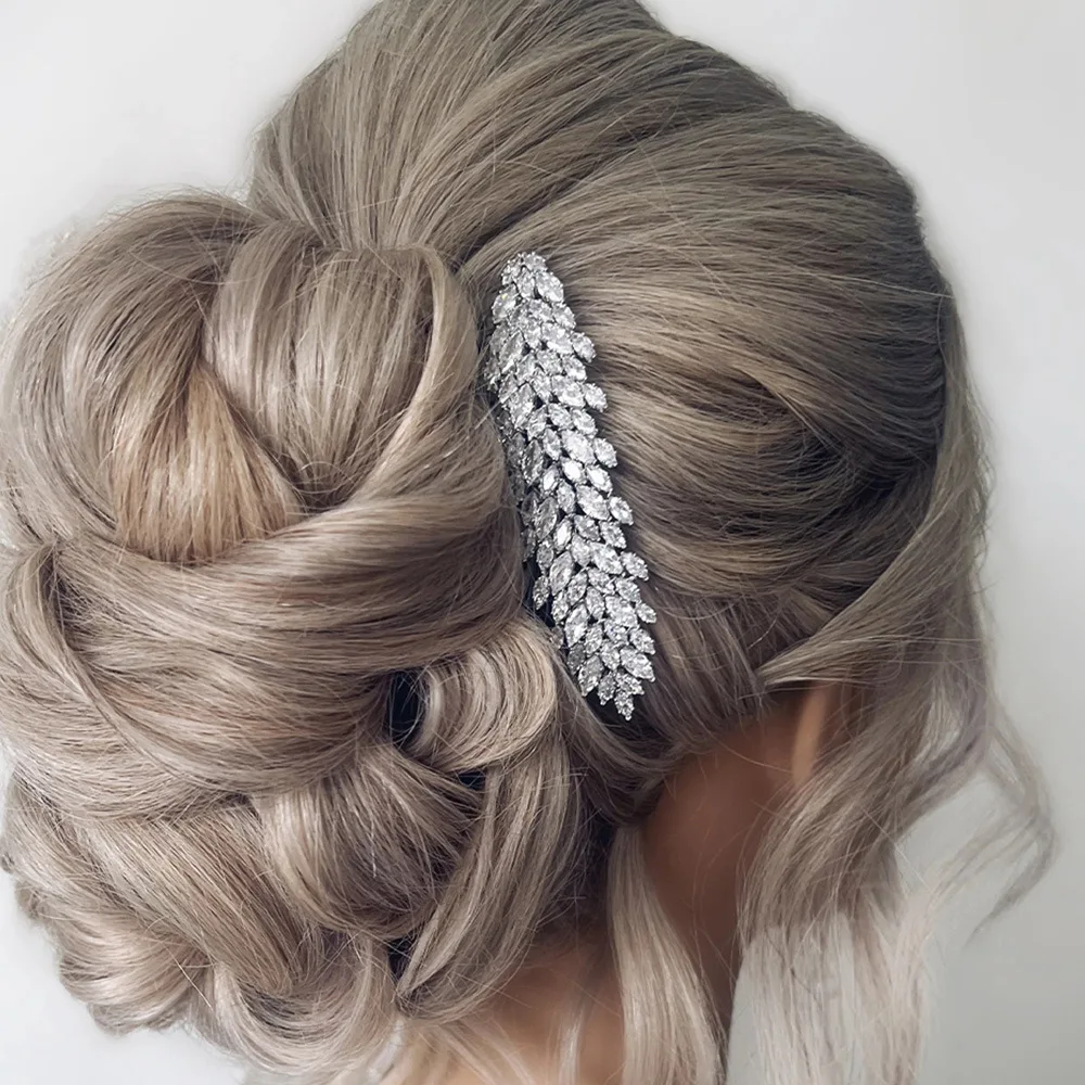 

Cubic Zirconia Bridal Hair Combs Clips Wedding Hair Accessories Bride Barrettes Hairpin For Bridesmaid Prom Hair Clip Headpieces