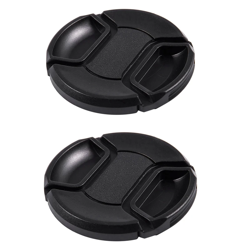 2 Pcs Black Center Pinch Design Front Lens Cap Cover 62Mm & 77 Mm