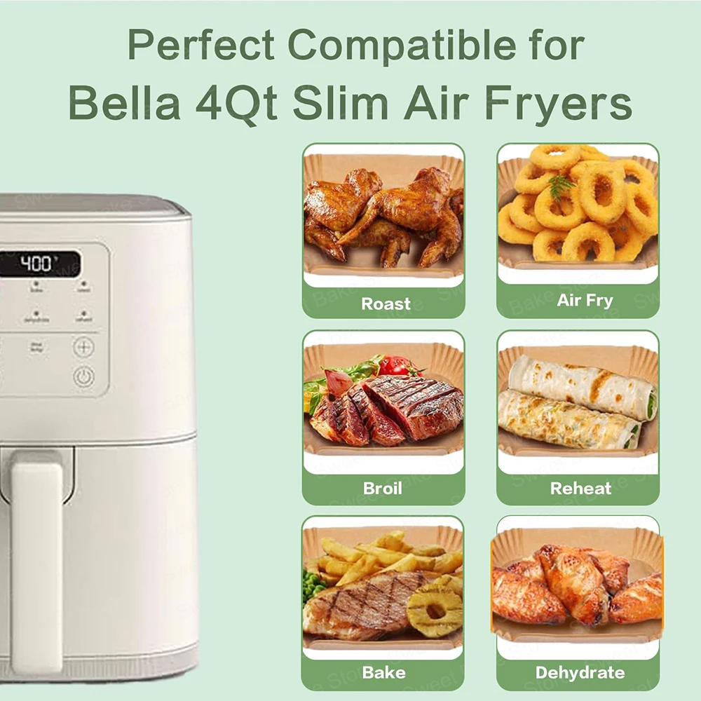 8.6 بوصة × 5.5 بوصة مقلاة هوائية مزدوجة المنطقة بطانات ورق زبدة مستطيلة للنينجا AF300EU AF400EU Foodi، SL400EU Double Stack XL