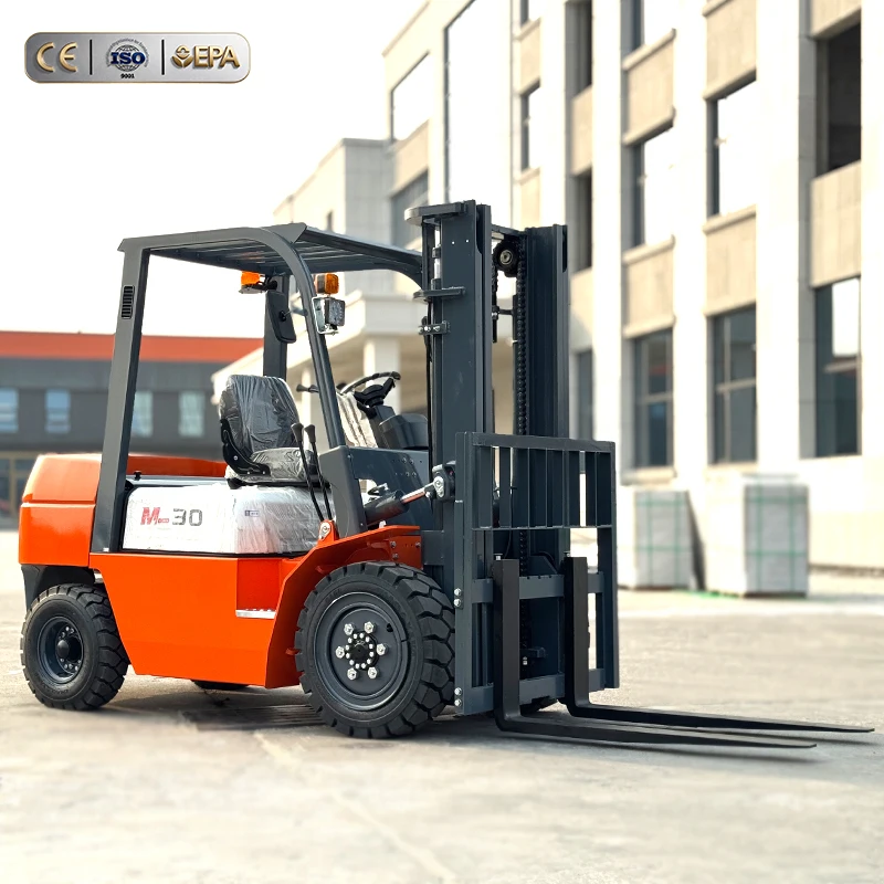 Tortai Factory 3 3.5 4 5 Ton Diesel Forklift Three/Two Stage Mast Solid/Pneumatic Tires for Container Handling Loading Unloading