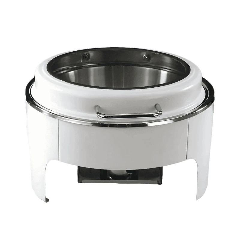 Hotel and restaurant supplies, white round stainless steel insulation pot, capacity 6L, alcohol heating