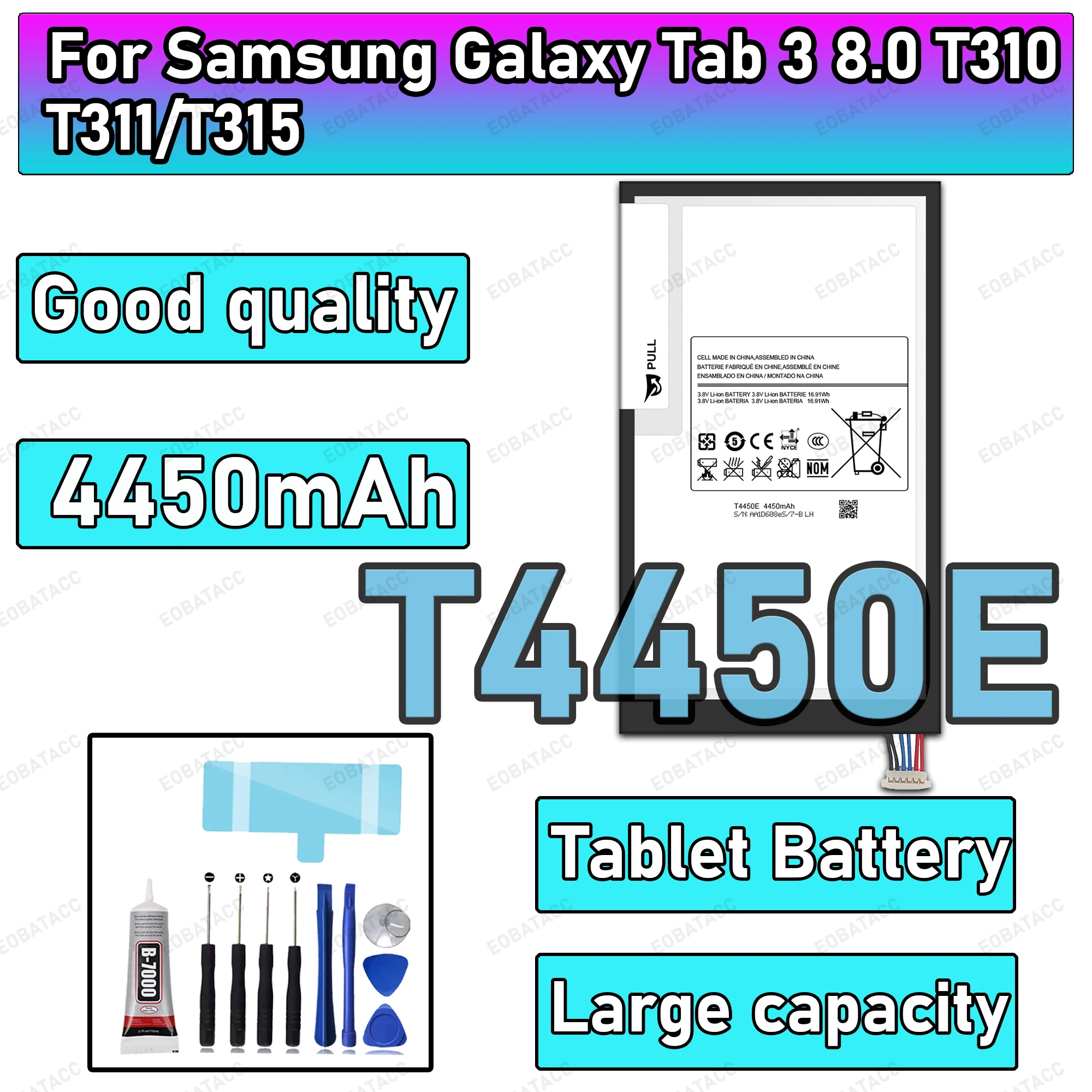 100% новый аккумулятор T4450E с нулевым циклом для Samsung Galaxy Tab 3 8,0/T310/T311/T315, сменная батарея + бесплатные инструменты