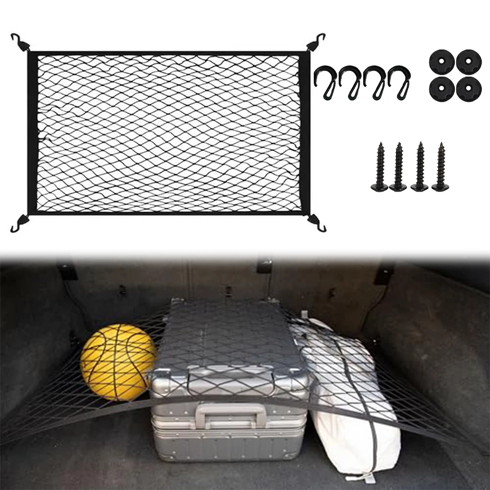 60x40cm Large Car Cargo Net Nylon Elastic Mesh Luggage Cargo Storage Pickup Tidy Net For Van SUV Truck Mesh Network Pocket