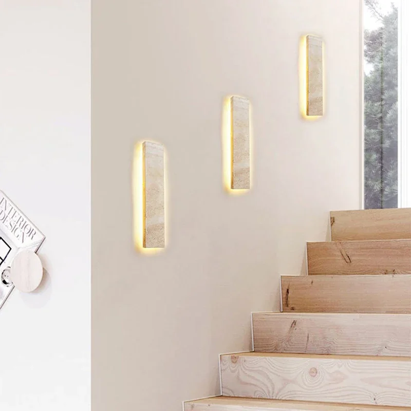 ‌Modern Rectangle Natural Stone Wall Light Handcrafted Multi-Purpose Sconce for Bedroom Bathroom Dining Room Home Decor