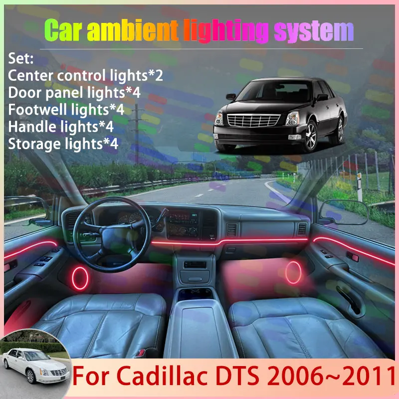

For Cadillac DTS 2006~2011 2007 2008 2009 2010 2/24 in 1 Car Atmosphere Light Lamp RGB Shade Ensemble Streamer Atmosphere Set