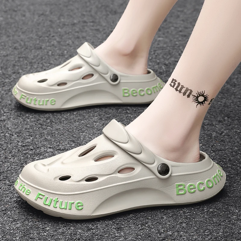 Mens Summer Garden Clogs Water Shower Shoes Breathable Casual Beach Slippers Cool Street Clogs 2022 Fashion Sandals Slipper