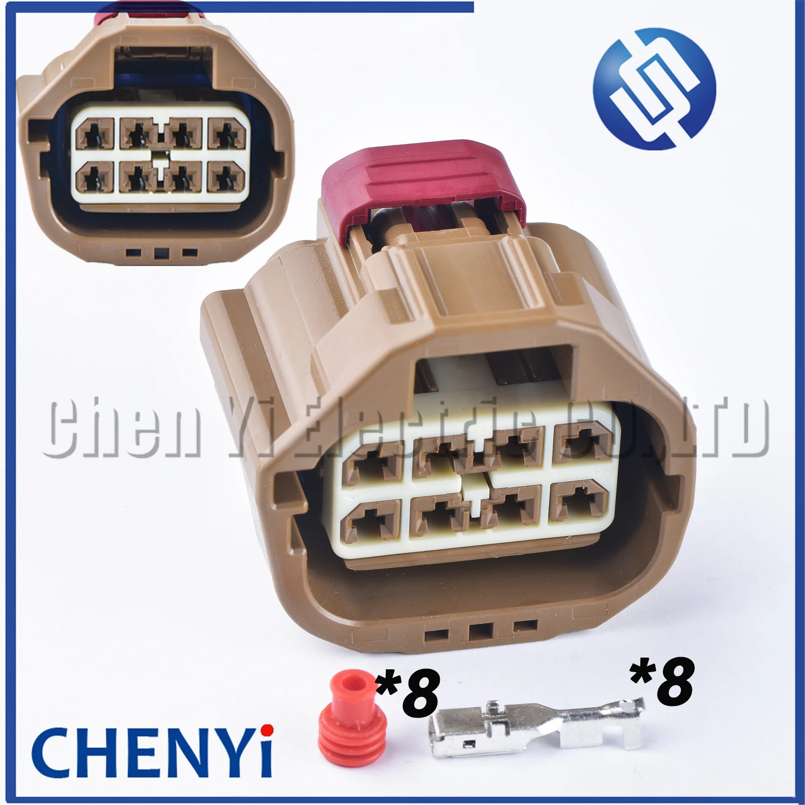 1 Set Brown 8 Pin 2.8mm series female automobile waterproof connector headlamp fog lamp turn lamp tail lamp plug 7283-6442-80