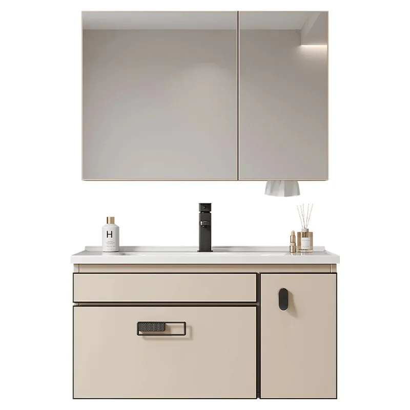 

Cream wind honeycomb aluminum cabinet integrated ceramic basin large capacity washbasin toilet bathroom